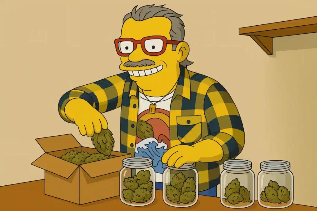 Storing dried cannabis flowers in glass containers